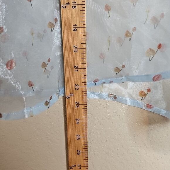 Aeryne Agathe Top Large Feuille Blue Sheer Organza Puff Sleeve Wrap Top - Picture 10 of 12